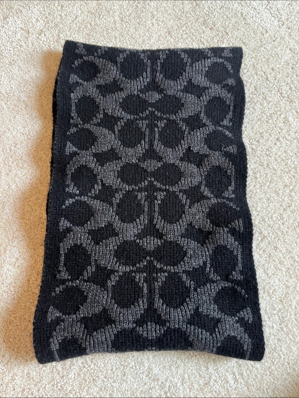 Coach Black & Gray Logo Scarf
